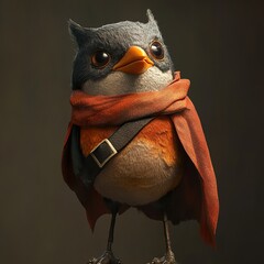 Sticker - Adorable 3D Render of a Cute Cartoon Owl in a Cape