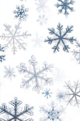 Fototapete - winter snowflakes falling on top section of the image, empty space for text on the bottom 