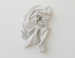 Aufkleber - Abstract sculpture of crumpled white fabric on white background.