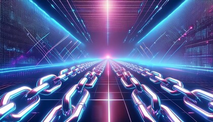 Block chain Crypto currency Blockchain concept wireframe chain with digital code