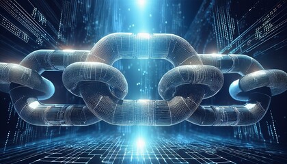 Block chain Crypto currency Blockchain concept wireframe chain with digital code