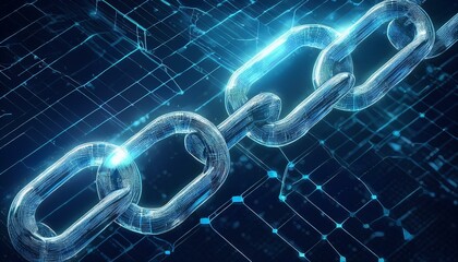 Block chain Crypto currency Blockchain concept wireframe chain with digital code