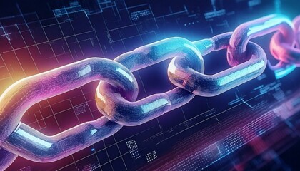 Block chain Crypto currency Blockchain concept wireframe chain with digital code