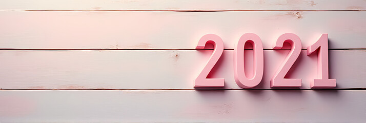 Poster - Wooden background with a 2021 text mockup in pastel colors creating a soft and soothing visual effect overall._00001_