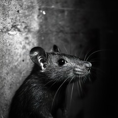 Canvas Print - A Captivating Monochrome Portrait of a Rat