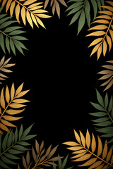 Poster - Tropical leaves in gold colors arranged on a black space background create a unique abstract leaf decoration design effect._00002_