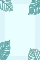 Poster - Tropical leaf banners in a light blue pastel color create a simple and creative design with leaf collections._00003_