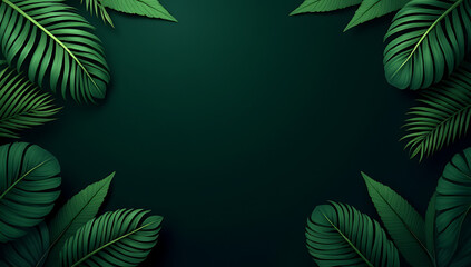 Poster - Tropical jungle leaves create a rich dark backdrop perfect for a banner or as a unique wallpaper design element._00004_