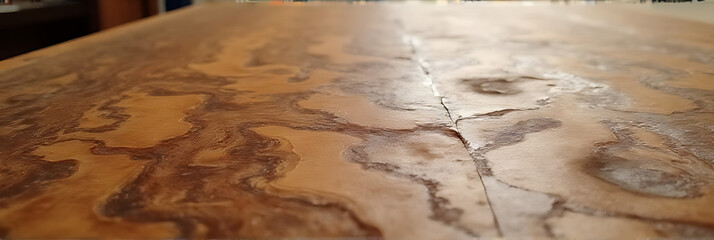 Poster - The surface of a beautifully crafted wooden table features a unique and visually appealing textured design._00004_