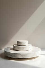 Aufkleber - The minimalist design features a top circular platform showcasing a selective focus on a marble stone product display._00003_
