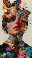 Canvas Print - Abstract Colorful Woman Portrait: A Modern Collage