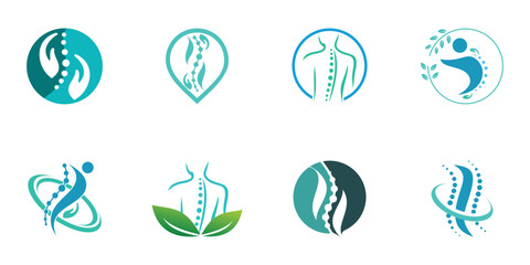 Massage logo design collection for back bone therapy with creative element Premium Vector