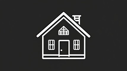 Poster - PNG Simple House Icon, Illustrated Blackboard Style, Ideal for Real Estate, Home Decor, and Property Development Concepts 