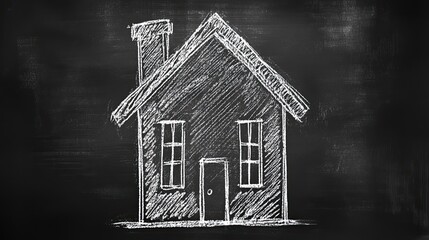 Poster - PNG Simple House Icon, Illustrated Blackboard Style, Ideal for Real Estate, Home Decor, and Property Development Concepts 