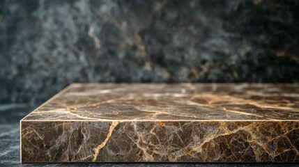 Poster - This close-up view highlights a luxurious marble tabletop, featuring striking veins and textures. Its smooth surface reflects the ambient light, creating a calming atmosphere