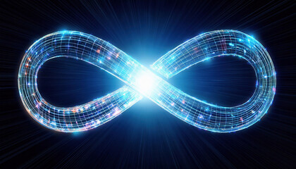 Poster - glowing infinity loop formed by digital lines symbolizes ai automation and technology. this captivat