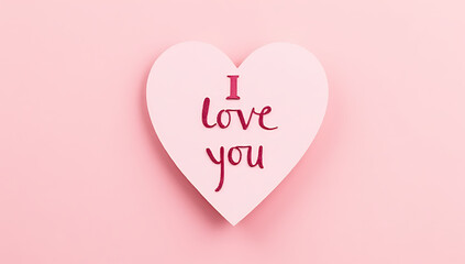Poster - I love you written in a sweet heart shape design on delicate pink colored paper._00001_