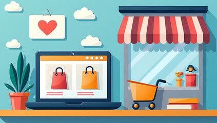 Poster - Ecommerce platform combines a virtual storefront with an online shopping experience featuring a simple product display and checkout process._00003_