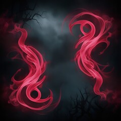 Wall Mural - a gloomy background with red neon smoke spreading on both sides