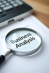 Aufkleber - Concepts of business vision and analysis are placed on a desk with a magnifying glass and empty space nearby._00002_