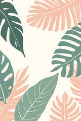 Poster - Collection of tropical leaves in soft pastel colors, a beautiful abstract leaf decoration design for interior spaces._00004_