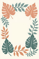 Poster - Collection of tropical leaves in soft pastel colors, a beautiful abstract leaf decoration design for interior spaces._00001_