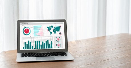 Wall Mural - Business data dashboard provide modish business intelligence analytic for marketing strategy planning