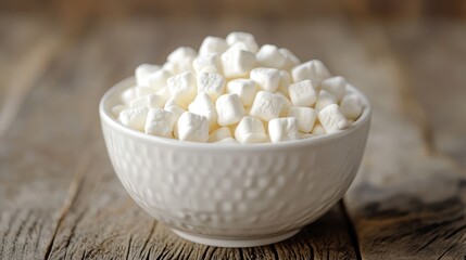 Aufkleber - White Bowl Filled with Marshmallow Cereal on Rustic Wooden Table Background