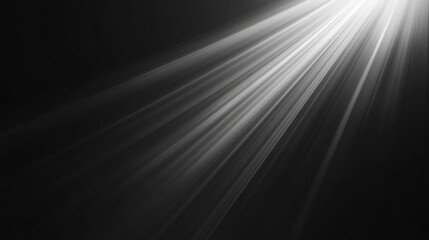 Poster - Monochrome light rays shining through dark sky creating dramatic atmosphere and contrast in black and white photography