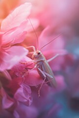 Wall Mural - Grasshopper on flower