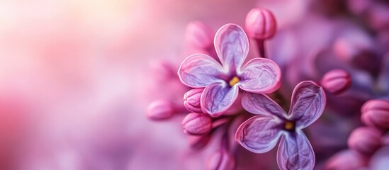 Aufkleber - Closeup of delicate lilac flowers with soft pink tones against a white background capturing nature's beauty and elegance in detail