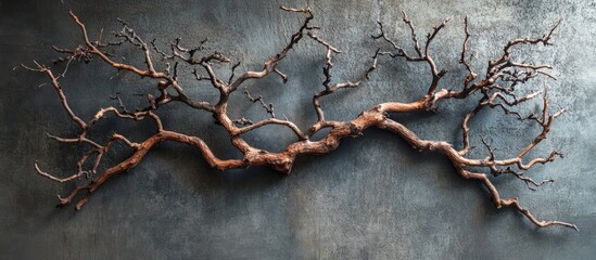 Poster - Unique artistic display of interconnected tree branches on textured backdrop Nature inspired decor concept