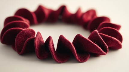 Poster - Maroon felt wool necklace with a textured design on a light background highlighting its unique craftsmanship and color vibrancy