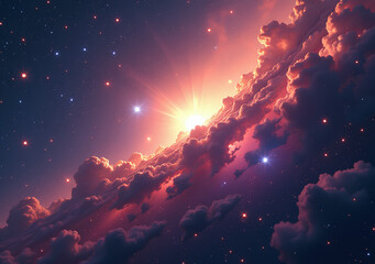 vibrant cosmic nebula contains bright stars glowing clouds outer