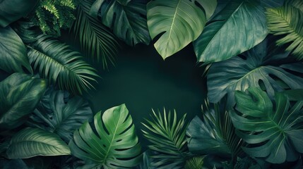 Poster - Lush green leaves creating a vibrant natural background for design and concept purposes