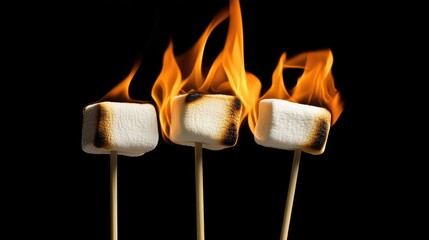 Aufkleber - Marshmallows roasting over an open flame creating a warm and inviting campfire atmosphere