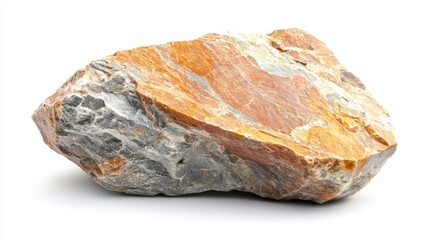Poster - Natural quartzite rock with vibrant colors isolated on a clean white background suitable for geology and natural materials concepts