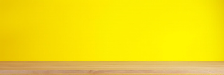 Aufkleber - A wood tabletop is set against a bright yellow background for use in montage product displays and design layouts._00001_