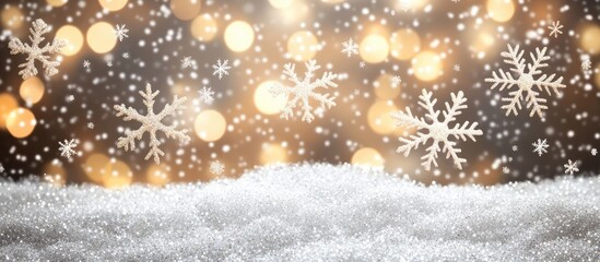 Poster - Winter wonderland abstract backdrop with shimmering lights snowflakes and bokeh effect for festive holiday designs and celebrations