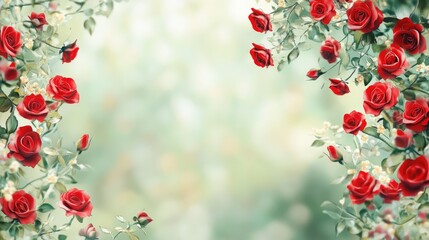 Aufkleber - Romantic red roses floral background with soft focus and dreamy bokeh for weddings and special occasions design templates.