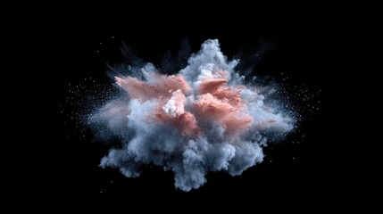 Poster - Colorful dust explosion captured in freeze motion against a black background showcasing vibrant hues and dynamic textures.