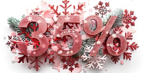 Fototapete - With blue and white snowflakes, the 3D text 