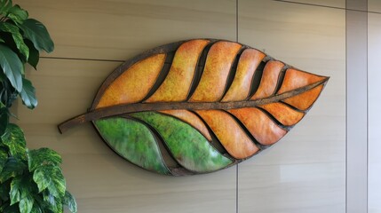 Poster - Colorful Leaf Wall Art Decoration in Modern Interior Setting