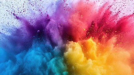 Poster - Colorful powder explosion creating vibrant abstract background in slow motion capturing dynamic movement and energy in artistic display.