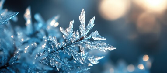 Aufkleber - Frosted snowflake close-up shimmering in winter light highlighting the intricate details of ice and seasonal beauty