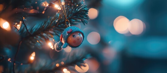 Poster - Christmas tree ornament with bright lights and bokeh creating a warm festive atmosphere for the holiday season celebration
