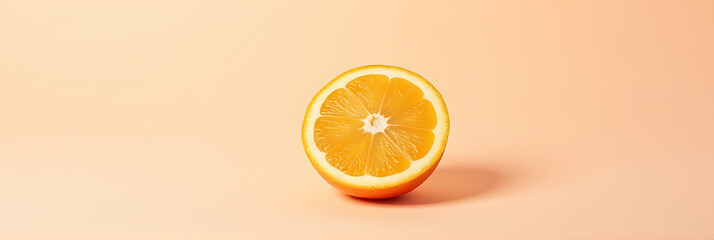 Poster - A vibrant slice of orange fruit sits on a soft pastel background, evoking healthy concepts and ideas related to fresh produce._00004_