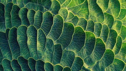 Poster - Lush green foliage of tree leaves under sunlight creating an abstract pattern reflecting nature's intricate details and summer vibrancy