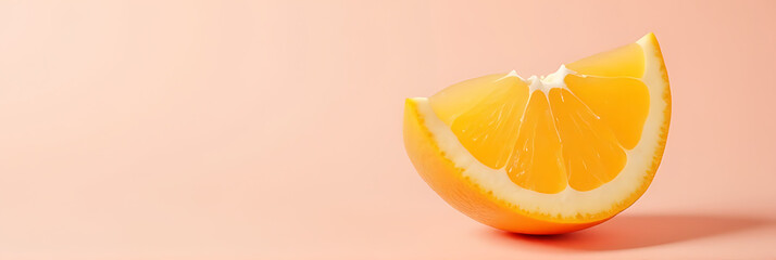 Poster - A vibrant slice of orange fruit sits on a soft pastel background, evoking healthy concepts and ideas related to fresh produce._00001_