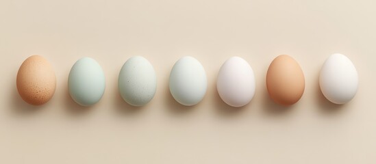 Poster - Minimalistic Easter egg background in soft colors flat lay design for holiday celebrations and seasonal decoration themes.